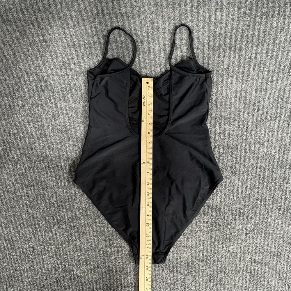Mary Sol Swimsuit Womens 12 Black One Piece Underwire Spaghetti Strap Mesh Trim - Picture 10 of 12